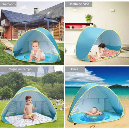 🏖️ Pop-Up Baby Beach Pool Tent: UPF 50+ Sun Shade & Mini Pool! ☀️