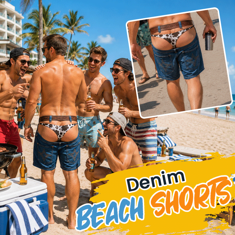 🏖️🤠 Fake Denim? Real Fun — Novelty Swim Shorts