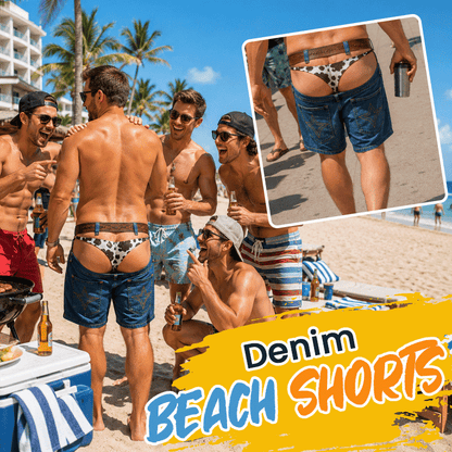 🏖️🤠 Fake Denim? Real Fun — Novelty Swim Shorts