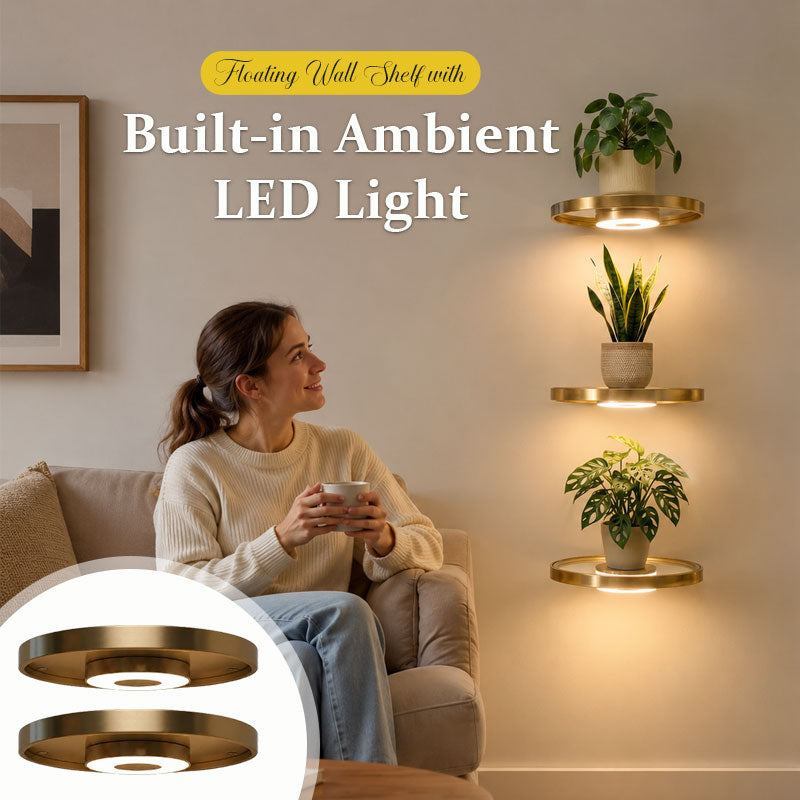 💡 Ultimate 2-in-1 LED Floating Shelf: Geometric Wall Display & Soft Ambient Night Light! 🌿
