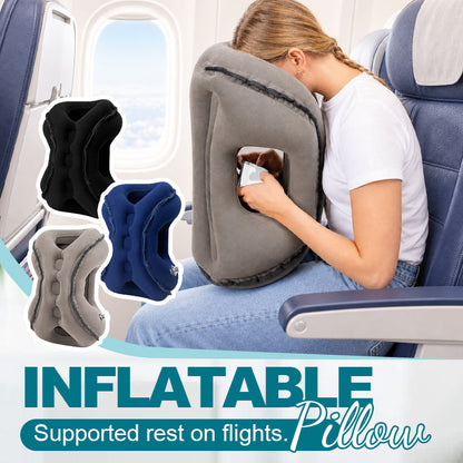 ✈️💤 Portable Inflatable Airplane Sleep Pillow — Forward & Side Rest Support