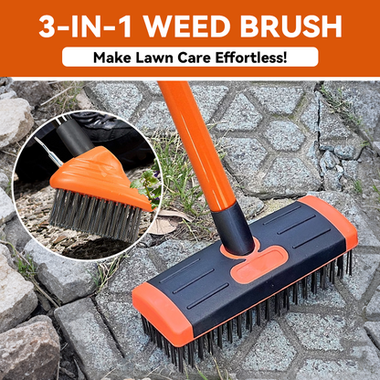🪨 Weeds in driveway cracks? One brush scrapes, rakes, and sweeps them away! 🧹💥