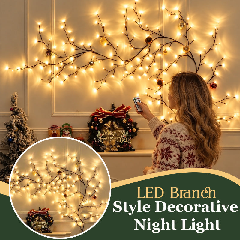 🕯️✨ Warm White LED Branch Light — Flexible Christmas Wall Decor with 8 Lighting Modes