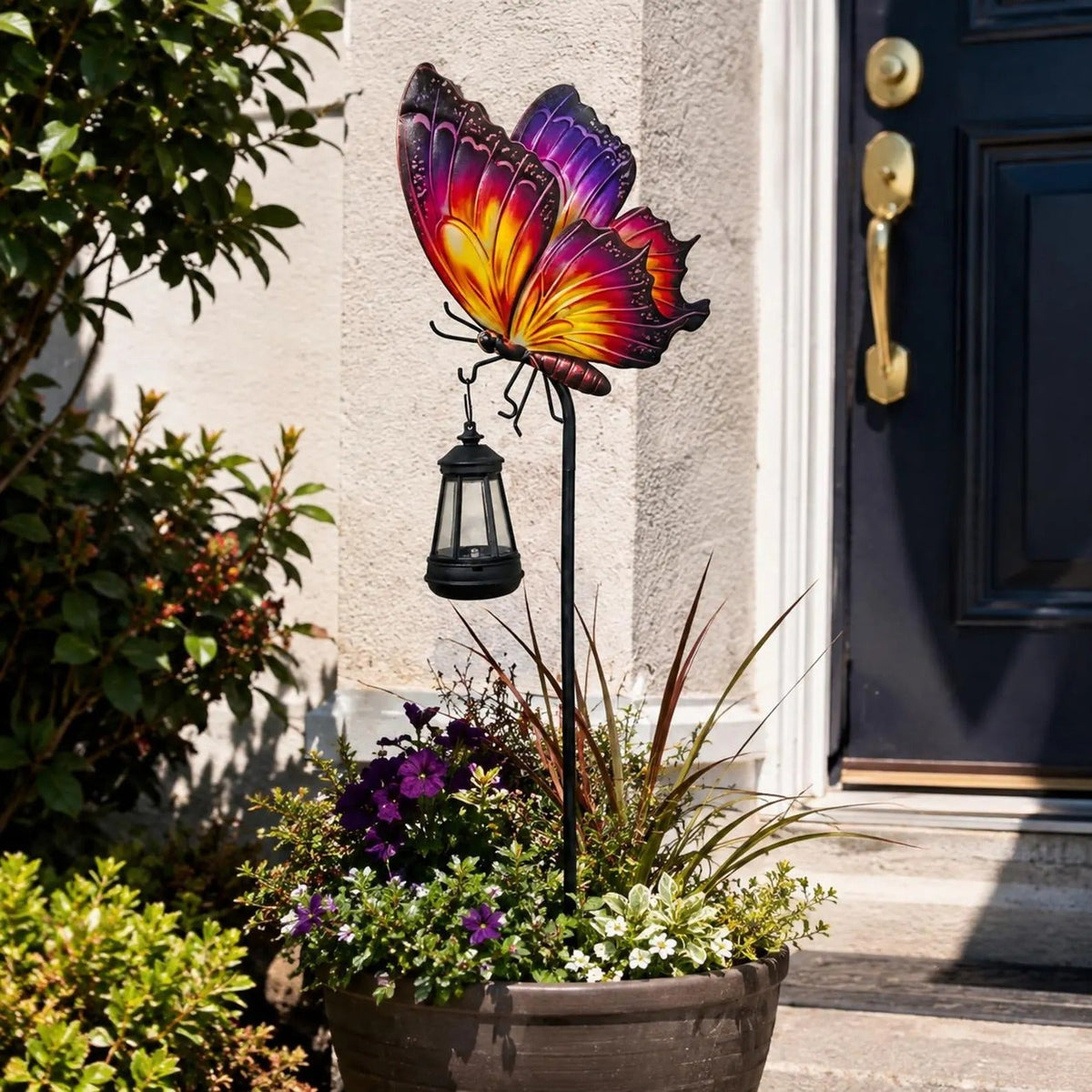🦋☀️ Solar Butterfly Garden Light — Colourful Wing Decor with Warm Hanging Lantern
