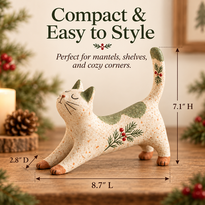 🐈🎄 Woodland Christmas Cat Figurine--a cosy little woodland friend for your holiday home