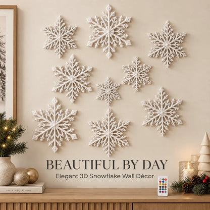 ❄️✨ LED Snowflake Wall Lights — 3D Holiday Decor with Remote Control, Blue & White Glow