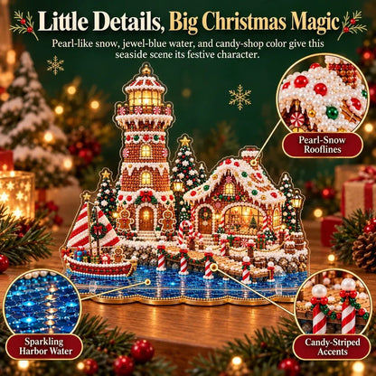 🗼DIY Pearl Diamond Christmas Lighthouse Kit -- 8 Coastal Styles, Bead-by-Bead Craft & Standing Holiday Display