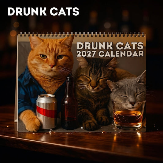 🍻 Drunk Cats 2027 Wall Calendar: 12 Months of Tipsy Felines & Hilarious Humor! 🍺🐱