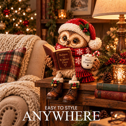 🦉📚 Owl Figurine — Bookish Charm with Glasses, Book & Cozy Details