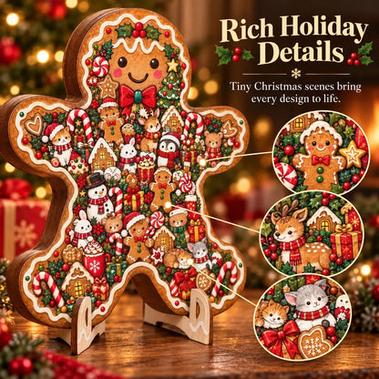 🎄🧩 Wooden Christmas Puzzle with Stand — 8 Festive Designs to Build & Display