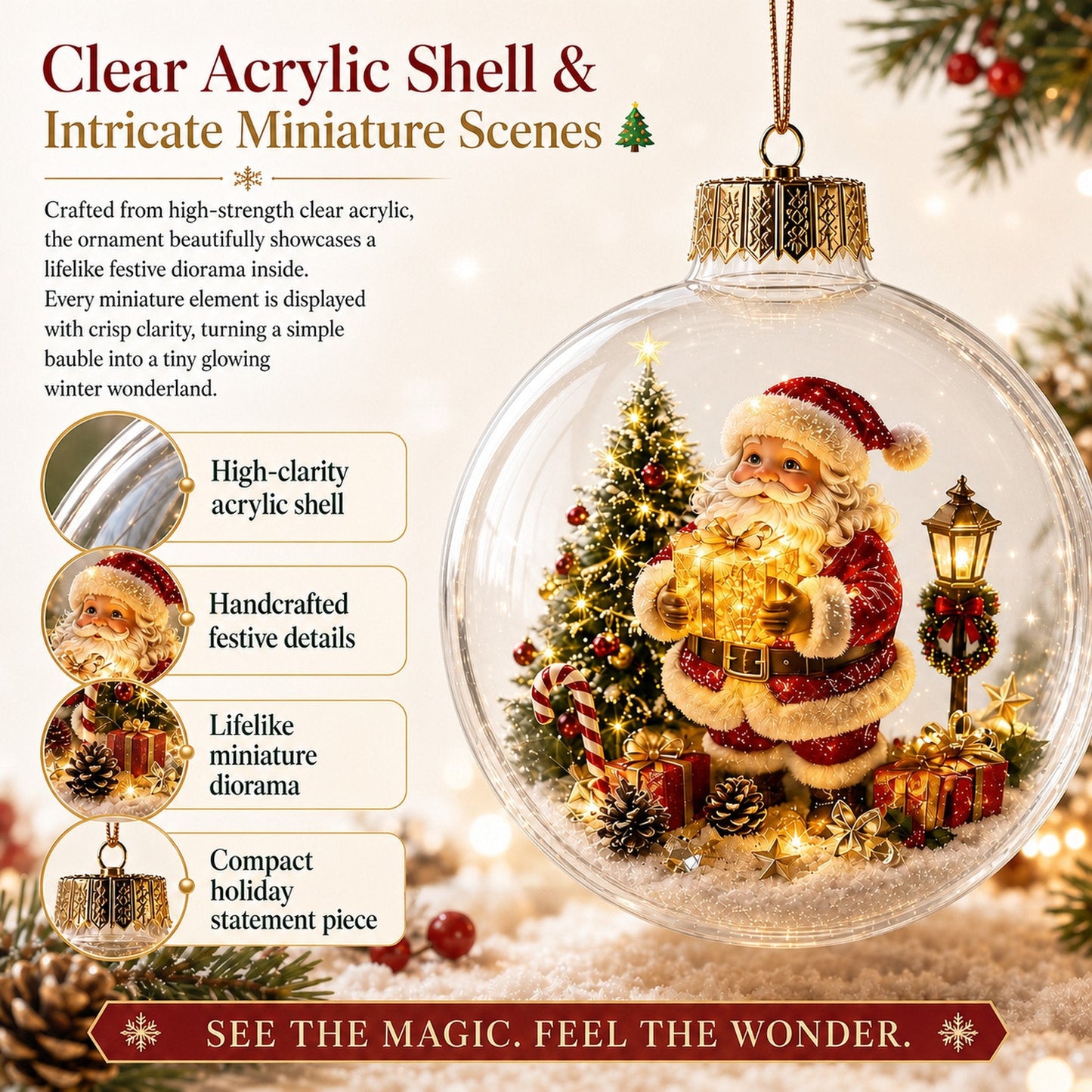 🎄 Lighted Christmas Diorama Globe Ornament: Magical Winter Wonderland Decor! 🎄