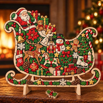🎄🧩 Wooden Christmas Puzzle with Stand — 8 Festive Designs to Build & Display