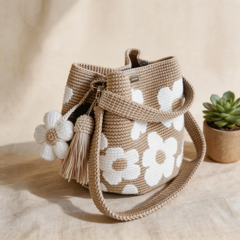 🏆 Promotion 49% OFF🧵🌸Handmade Crochet Flower Tote 🌼✨