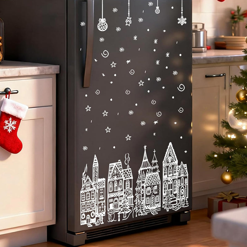 🏘️Christmas Village Window Decals -- Peel & Stick Snowy Scene for Glass Doors & Windows