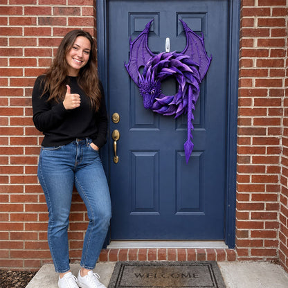 🏰 Handmade Dragon Wreath: Gothic Mythical Beast Front Door Masterpiece! 🐉