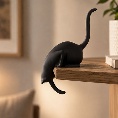 🐾 Climbing Cat Shelf Edge Hook: Cute No-Drill Key Holder & Decor! 🐈