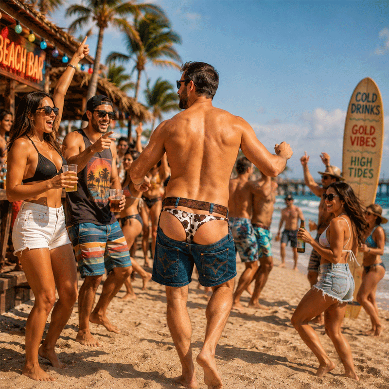 🏖️🤠 Fake Denim? Real Fun — Novelty Swim Shorts