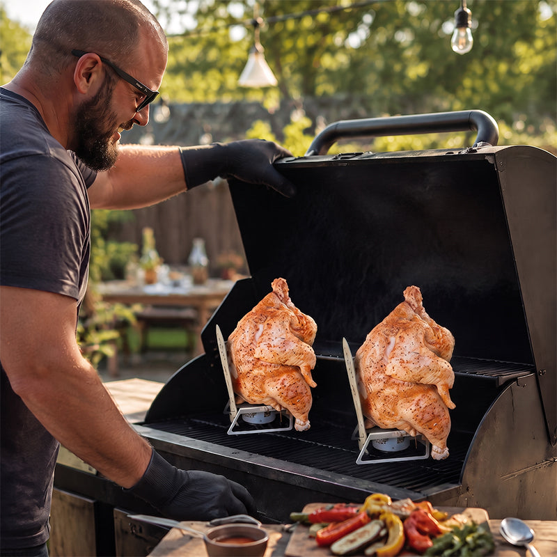 🍗 Beer Can Chicken Roaster Stand: Vertical BBQ Grill & Oven Holder! 🍻