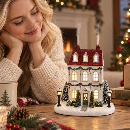 🎄✨ Mistletoe Lane Christmas House Diffuser — Festive Holiday Village Diffuser with Glowing Windows & Charming Chimney Mist