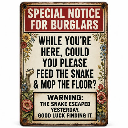 🐍 "Going Away?" Funny Snake Metal Sign — Psychological Burglar Deterrent for Garden & Gate 🔒