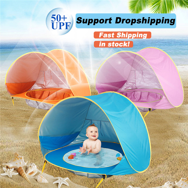 🏖️ Pop-Up Baby Beach Pool Tent: UPF 50+ Sun Shade & Mini Pool! ☀️