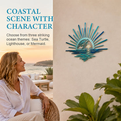 🌊 ‘Legend of the Sunset Tides’ Metal Wall Art: Coastal Ocean Sunset Decor! 🌅