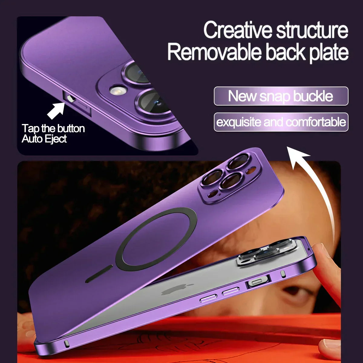 Simple metal magnetic phone case for iPhone