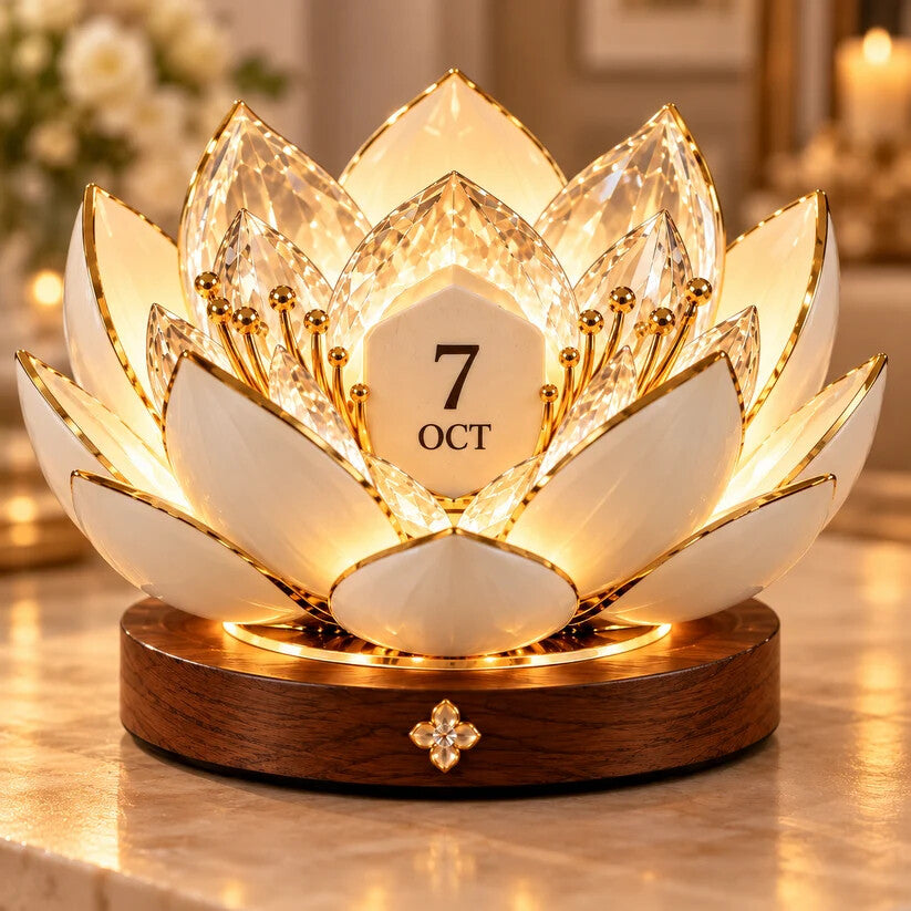 🌸 Automatic Blooming Perpetual Calendar — Flower Calendar That Shows the Date with Warm Ambient Light