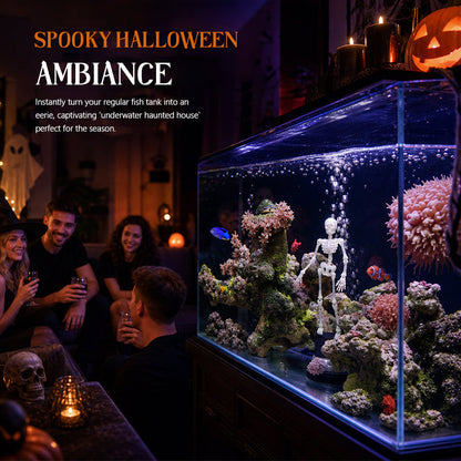 💀 Halloween Dynamic Skeleton Fish Tank Ornament: Air-Driven Aquarium Decor!🐠
