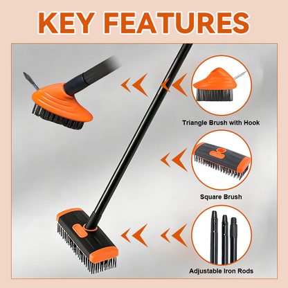 🪨 Weeds in driveway cracks? One brush scrapes, rakes, and sweeps them away! 🧹💥