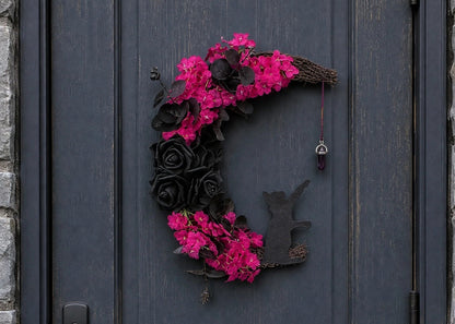 🐈⬛ Black Cat Halloween Wreath: Handcrafted Gothic Door & Autumn Decor! 🌙