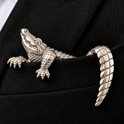 🐊✨ Sculptural Animal Metal Pocket Square