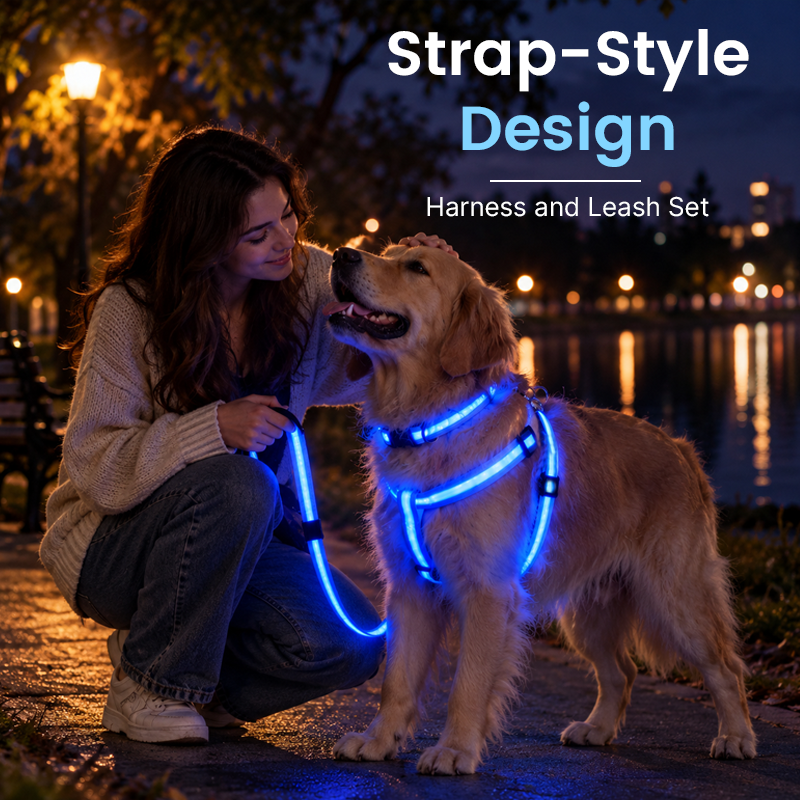 🐕LED Dog Harness & Leash Set — Bright Night Walks, Easier to Spot After Dark