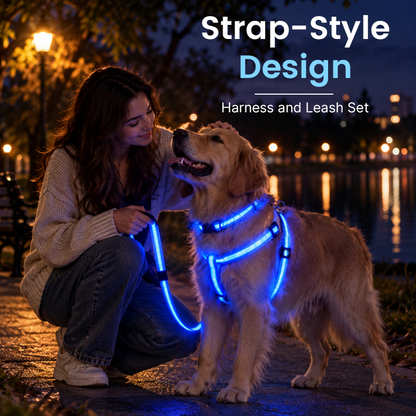 🐕LED Dog Harness & Leash Set — Bright Night Walks, Easier to Spot After Dark