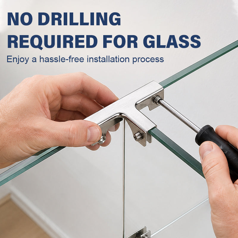 🔩 Premium Aluminium Alloy Glass Clamps: No-Drill Shelf & Panel Bracket Holder! 🛡️