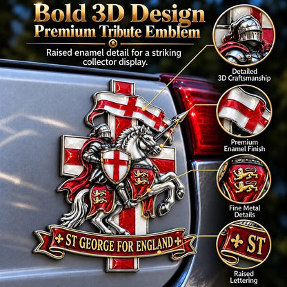 🛡️⚔️ St George Commemorative Metal Car Emblem — English Heritage Tribute with Cross of St George