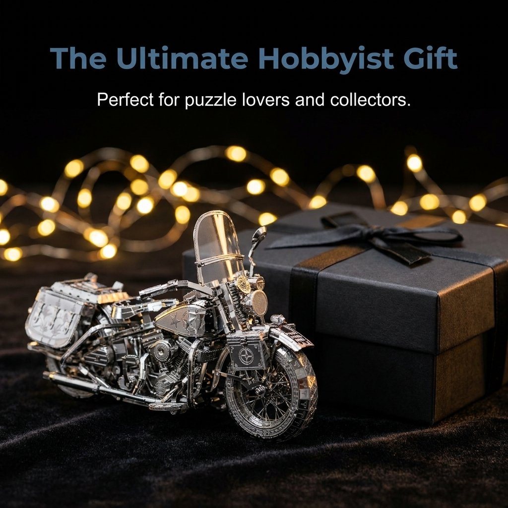 🏍️ 3D Stainless Steel Harley-Style Motorcycle Kit: DIY Mechanical Model Display! 🛠️