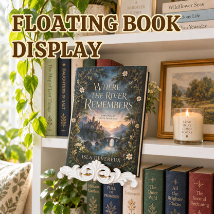 📚✨ Floating Book Display Shelf — Magical Floating Look with Decorative Botanical Accent