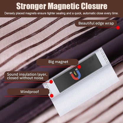 🦟 Keep pests out—installs in 2 minutes! The magnetic mesh door curtain! 🚪 Walk right in—it closes automatically! ✨
