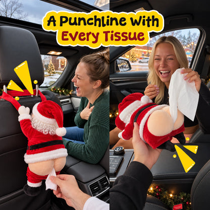 🎅Santa's Cheeky Side -- Funny Butt Tissue Box Cover for Christmas Laughs