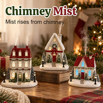 🎄✨ Mistletoe Lane Christmas House Diffuser — Festive Holiday Village Diffuser with Glowing Windows & Charming Chimney Mist