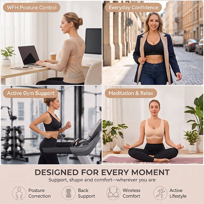 🧘 Women’s Posture Correcting Back-Smoothing Sports Bra: Wireless Support & Front Closure! ✨