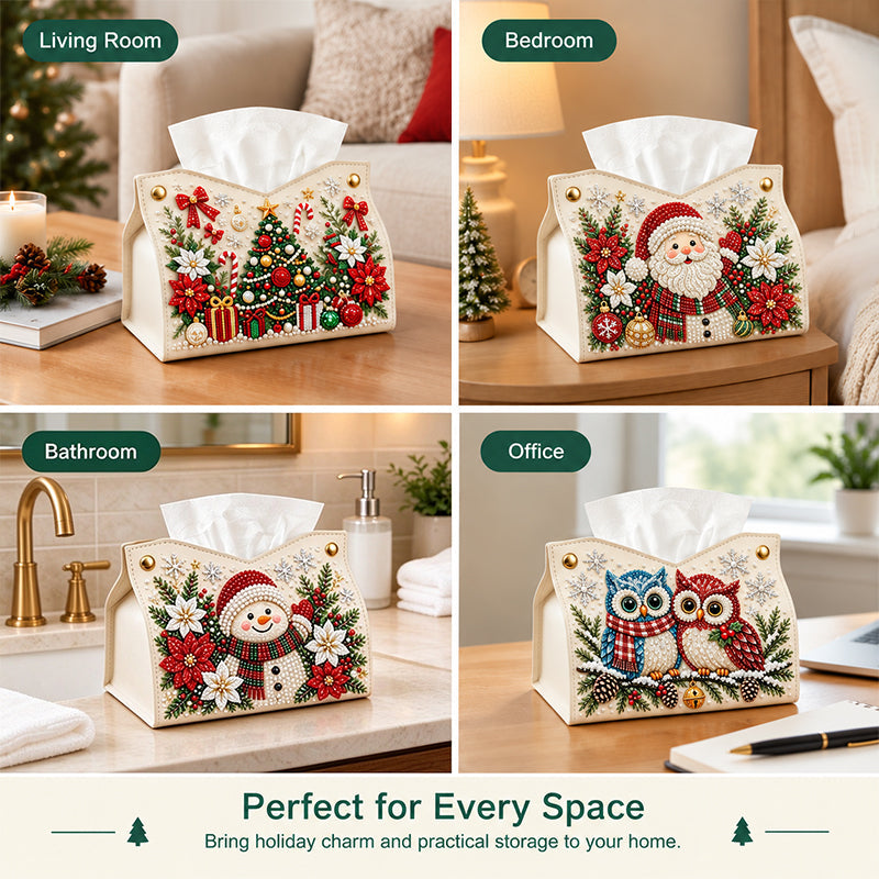🎄DIY Diamond Painting Tissue Holder -- Double-Sided Christmas Craft, Festive Designs & Everyday Use