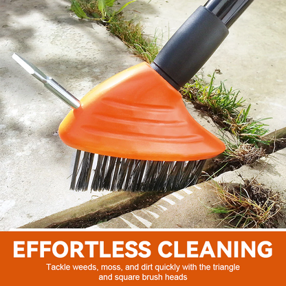🪨 Weeds in driveway cracks? One brush scrapes, rakes, and sweeps them away! 🧹💥