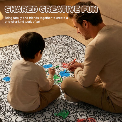🎨 Color your own cartoon blanket – black & white graffiti, cozy lamb fleece back! 🖍️✨