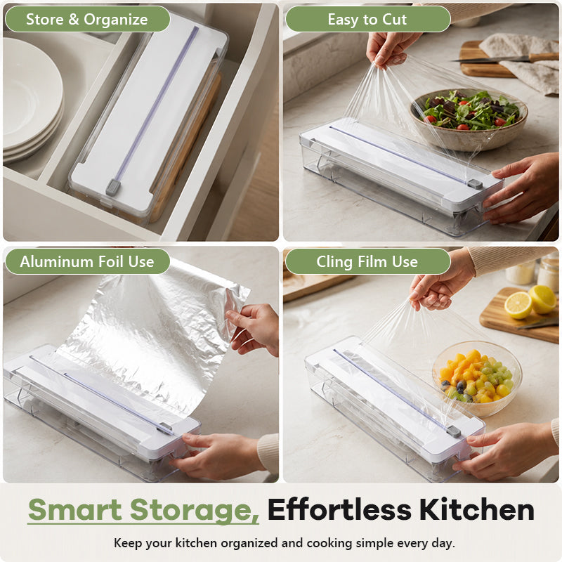 🍳 2-in-1 Kitchen Foil & Cling Film Dispenser with Sliding Cutter! ✂️