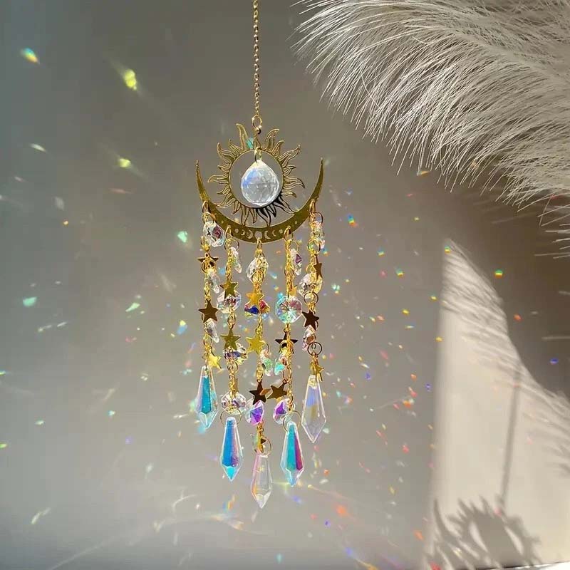 ✨ Golden Flame Moon Crystal Pendant – Your sparkling companion!