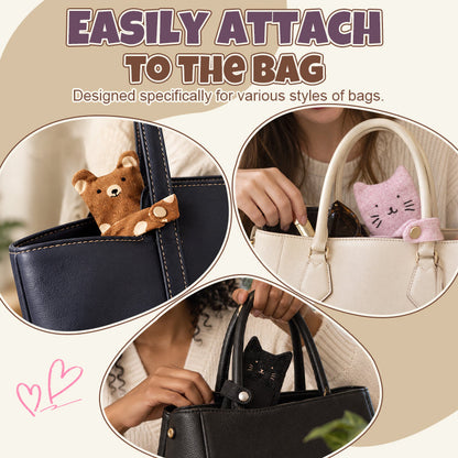 🧸🎀 Cute Bear & Cat Zipper Bag Charm — Playful Storage Pouch for Handbags & Totes