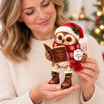 🦉📚 Owl Figurine — Bookish Charm with Glasses, Book & Cozy Details