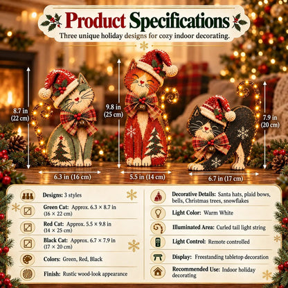 🐱Vintage Christmas Cats -- Nostalgic Hat & Bow Decor